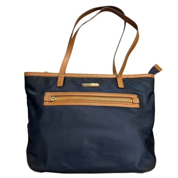 MICHAEL KORS Kempton Women's Nylon Tote Purse Shoulder Bag Navy - Picture 1 of 9